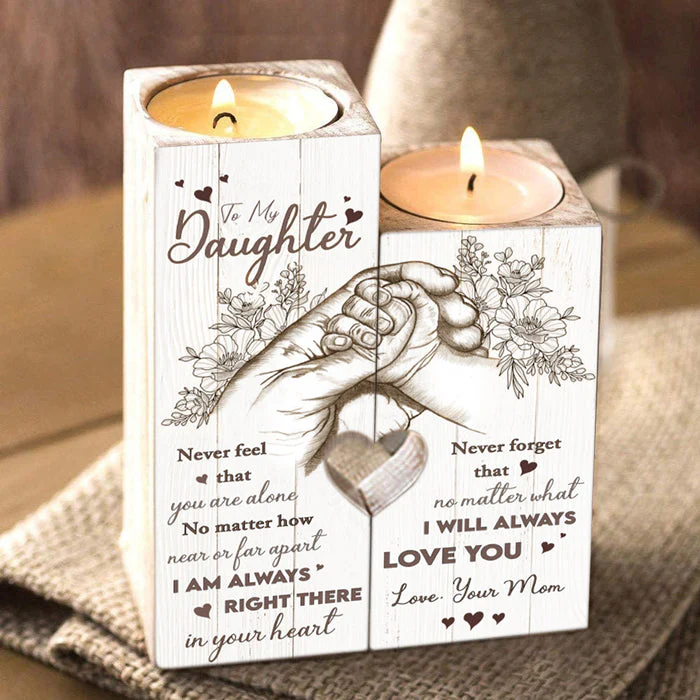 Never Feel That You're Alone - Family Candle Holder - Gift For Daughter From Mom - Image 3