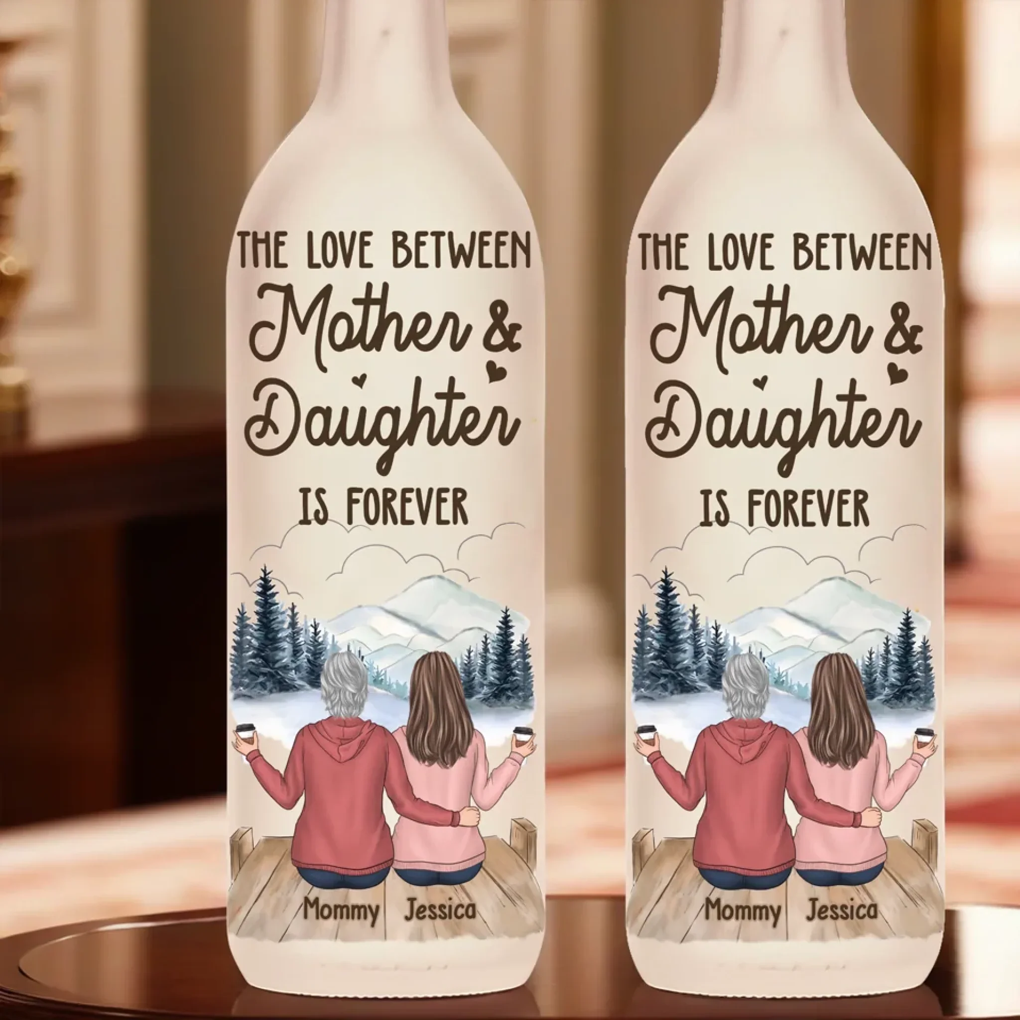 Never Forget That I Love You - Family Personalized Custom Bottle Lamp - Gift For Mom, Daughter - Image 4