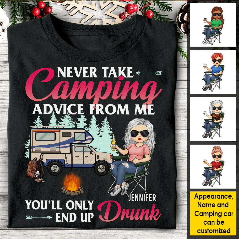 Never Take Camping Advice From Me - Personalized T-shirt, Hoodie, Unisex Sweatshirt - Image 5