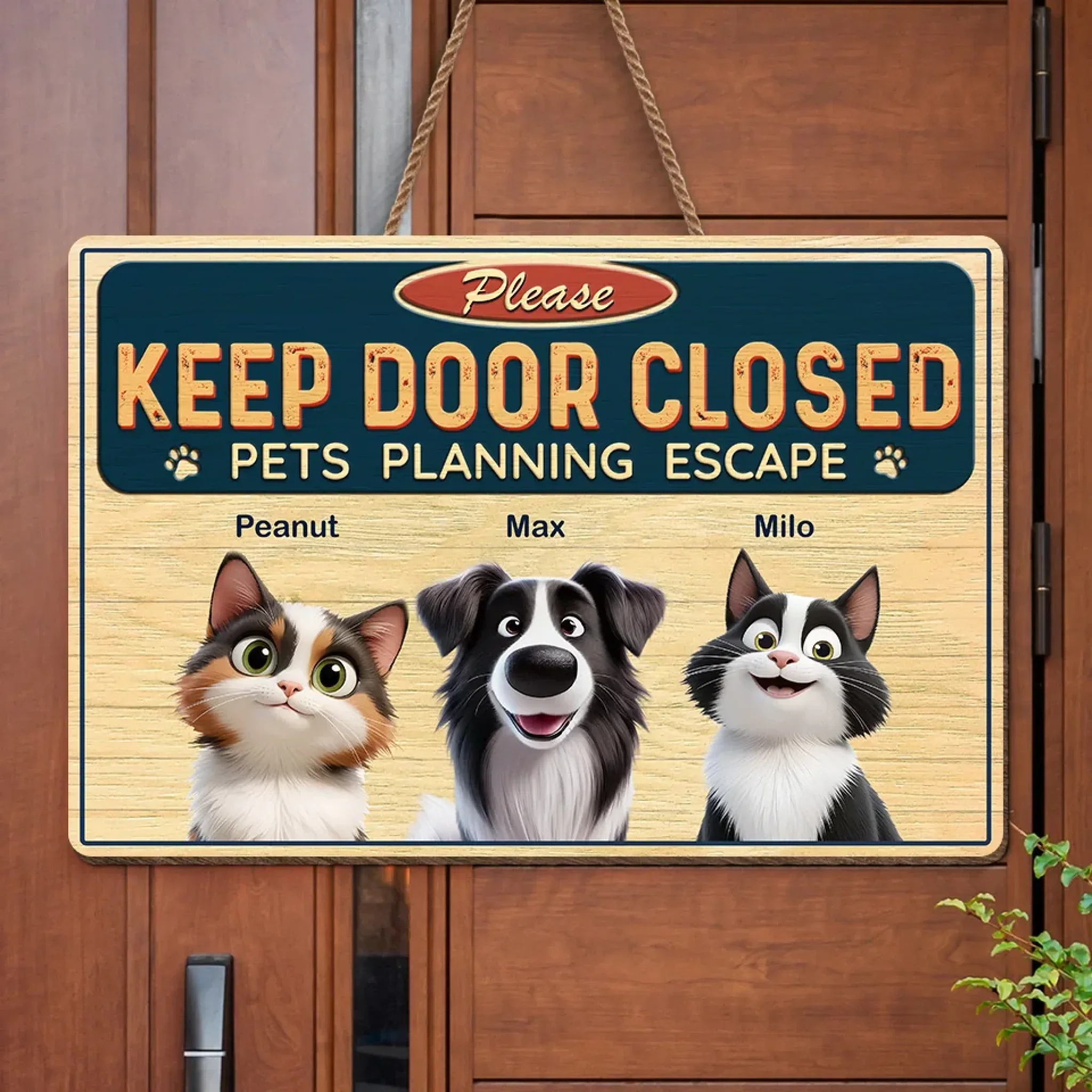 Never Underestimate A Determined Pet - Dog & Cat Personalized Custom Home Decor Wood Sign - House Warming Gift For Pet Owners, Pet Lovers - Image 3