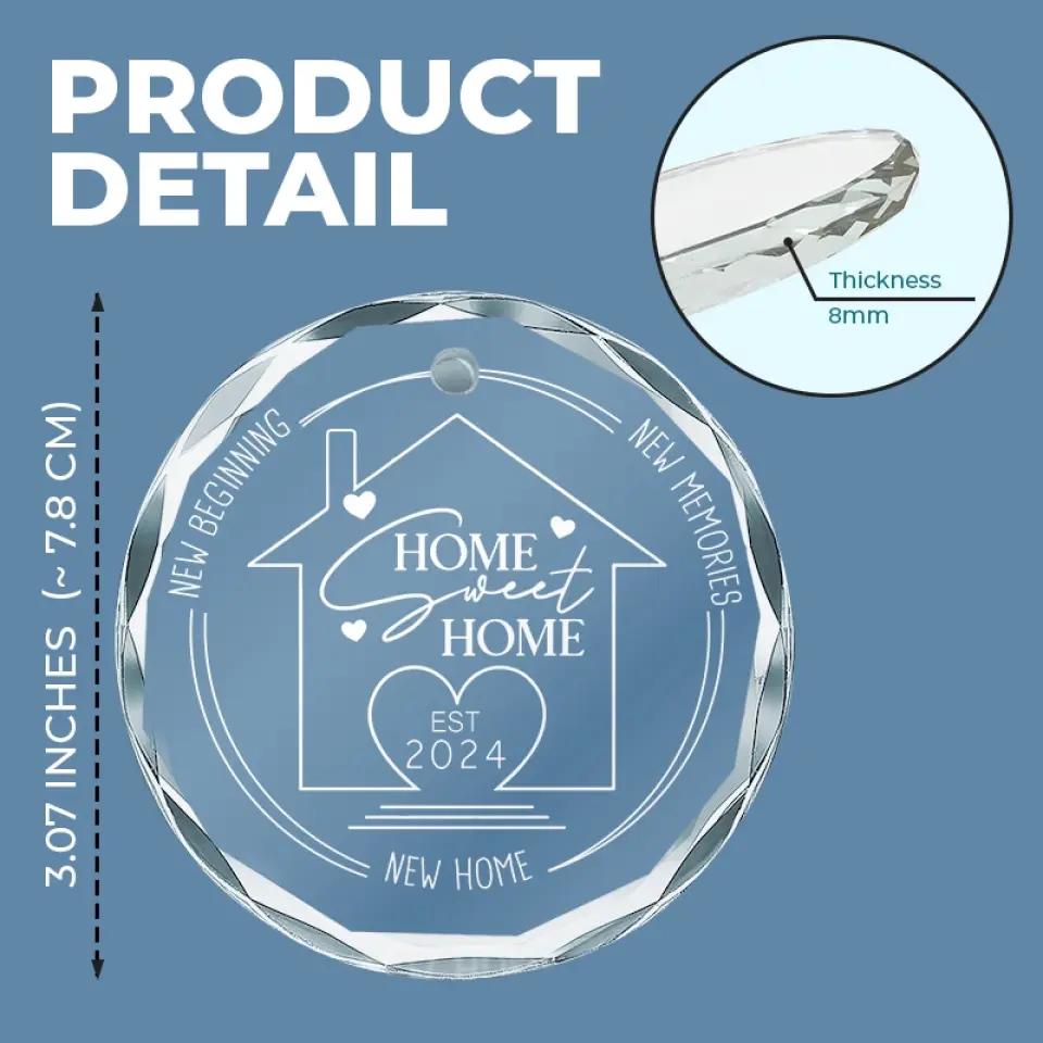 New Home New Beginning New Memories - Couple Personalized Custom Circle Glass Ornament - Gift For Husband Wife, Anniversary - Image 4