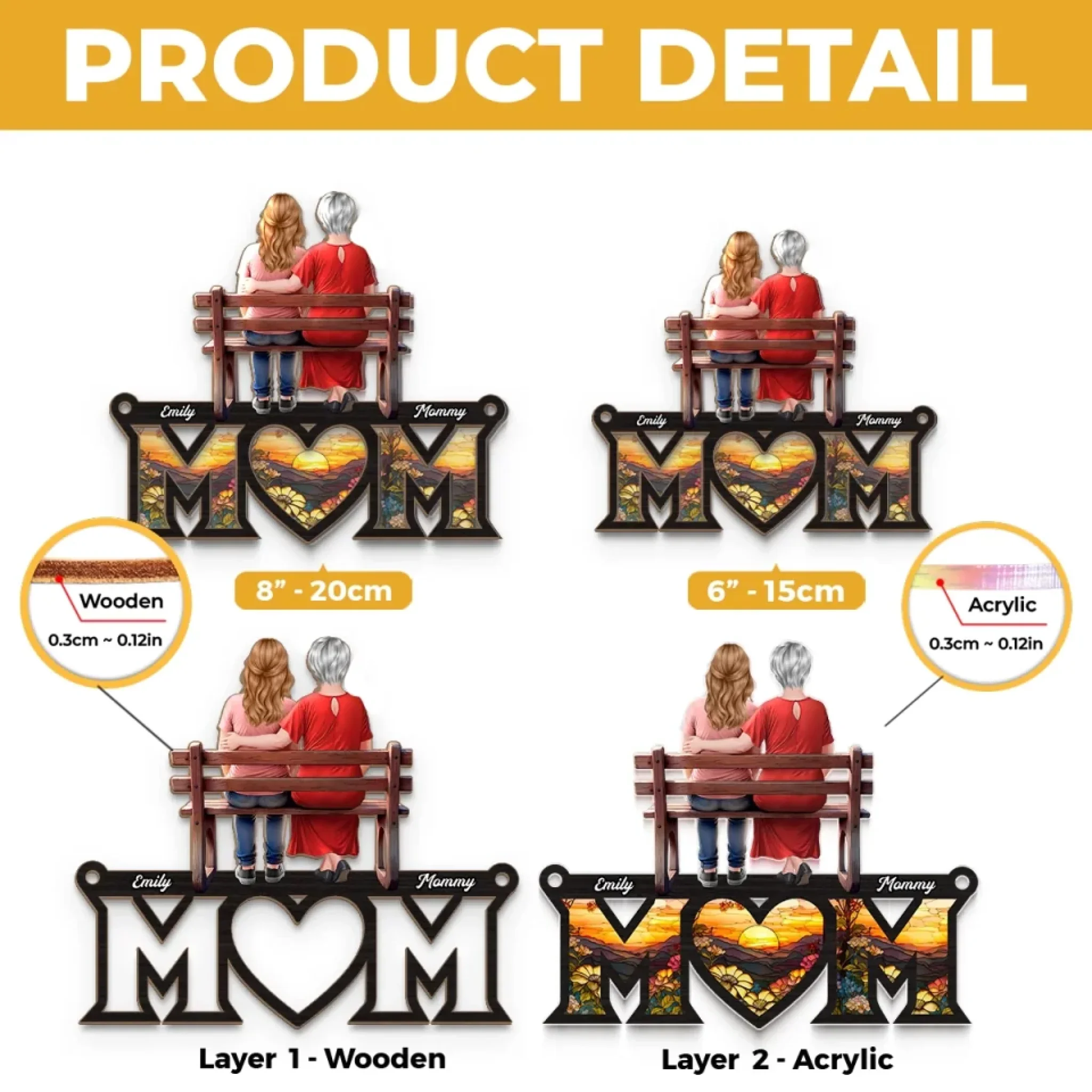 No Distance Can Break A Mother’s Love - Family Personalized Window Hanging Suncatcher Ornament - Mother's Day, Gift For Mom, Grandma - Image 5