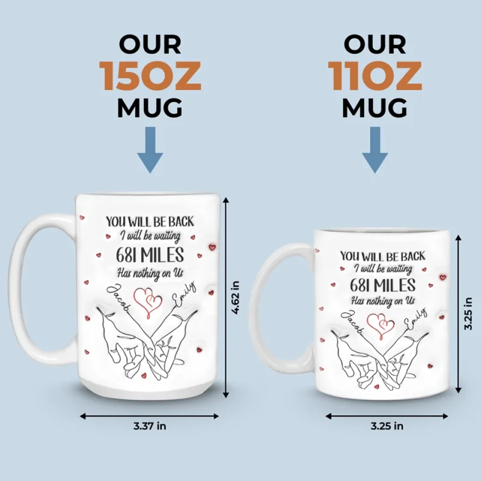 No Distance Is Too Far For Us - Couple Personalized Custom 3D Inflated Effect Printed Mug - Gift For Husband Wife, Anniversary, Long Distance Relationship - Image 6