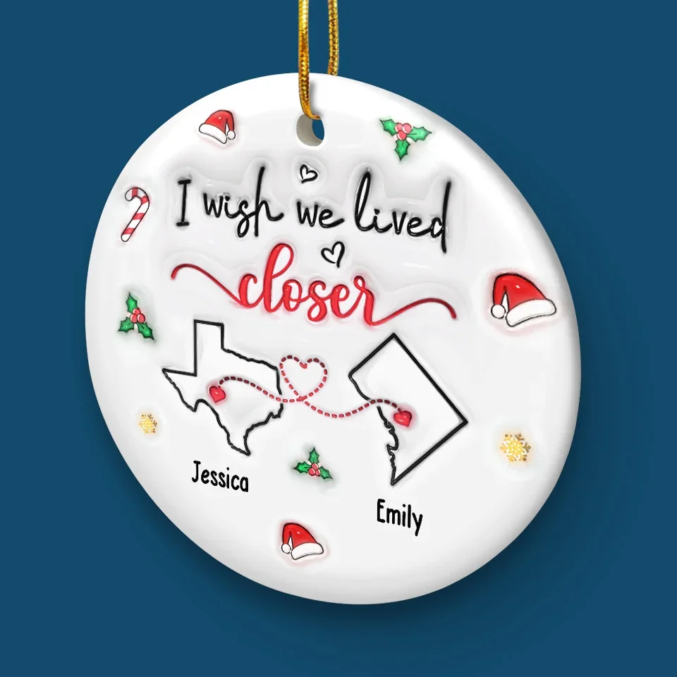 No Distance Is Too Far When Friendship Is Near - Bestie Personalized Custom 3D Inflated Effect Printed Ornament - Ceramic Round Shaped - Christmas Gift For Best Friends, BFF, Sisters - Image 5
