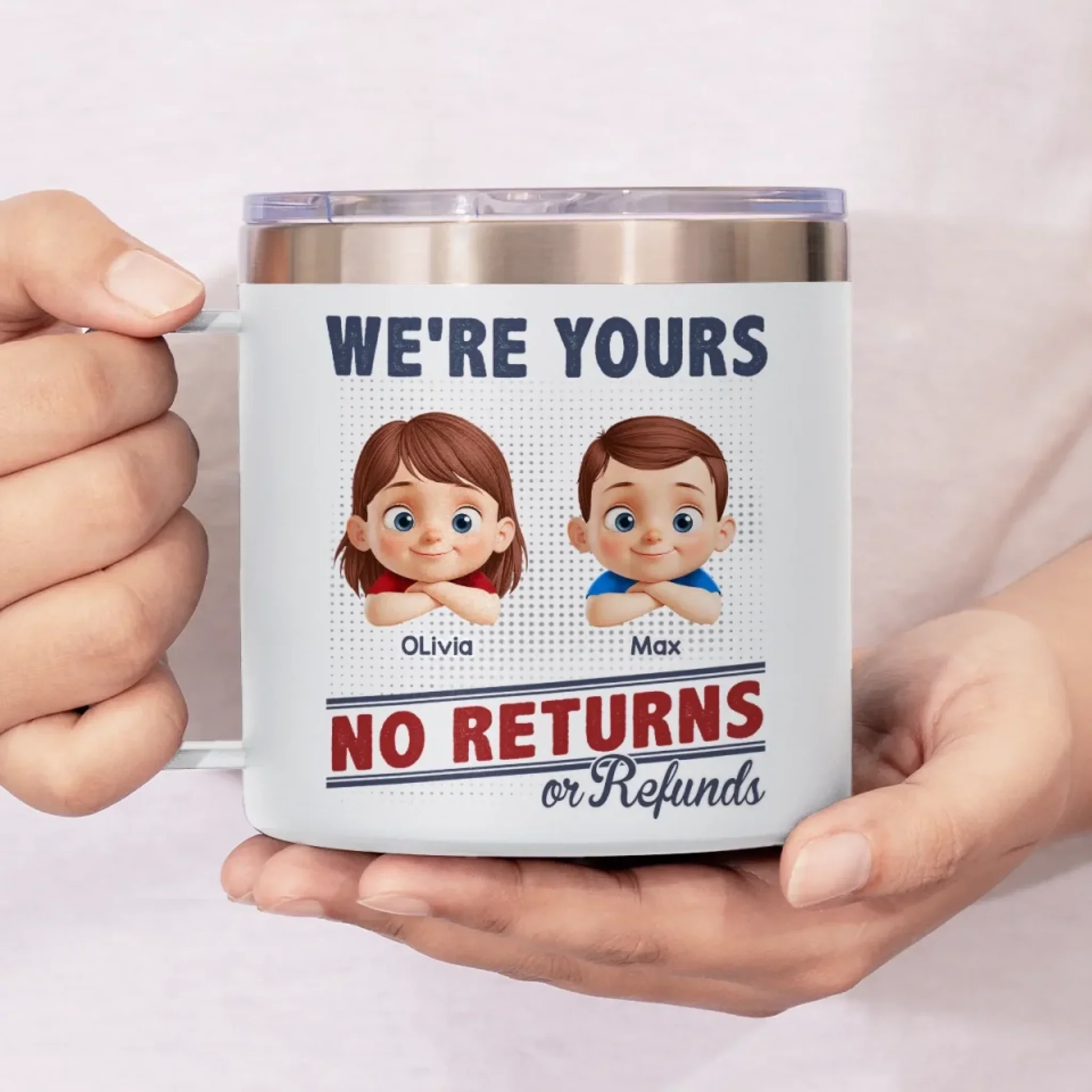No Exchanges, No Refunds, Just Love - Family Personalized Custom 14oz Stainless Steel Tumbler With Handle - Father's Day, Gift For Dad, Grandpa - Image 7