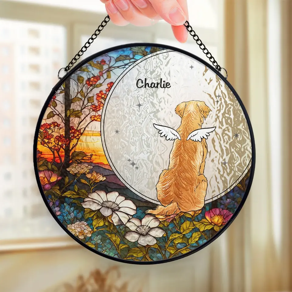 No Longer By My Side, But Forever In My Heart - Memorial Personalized Custom Stained Glass Window Hanging Suncatcher - Sympathy Gift For Pet Owners, Pet Lovers - Image 6