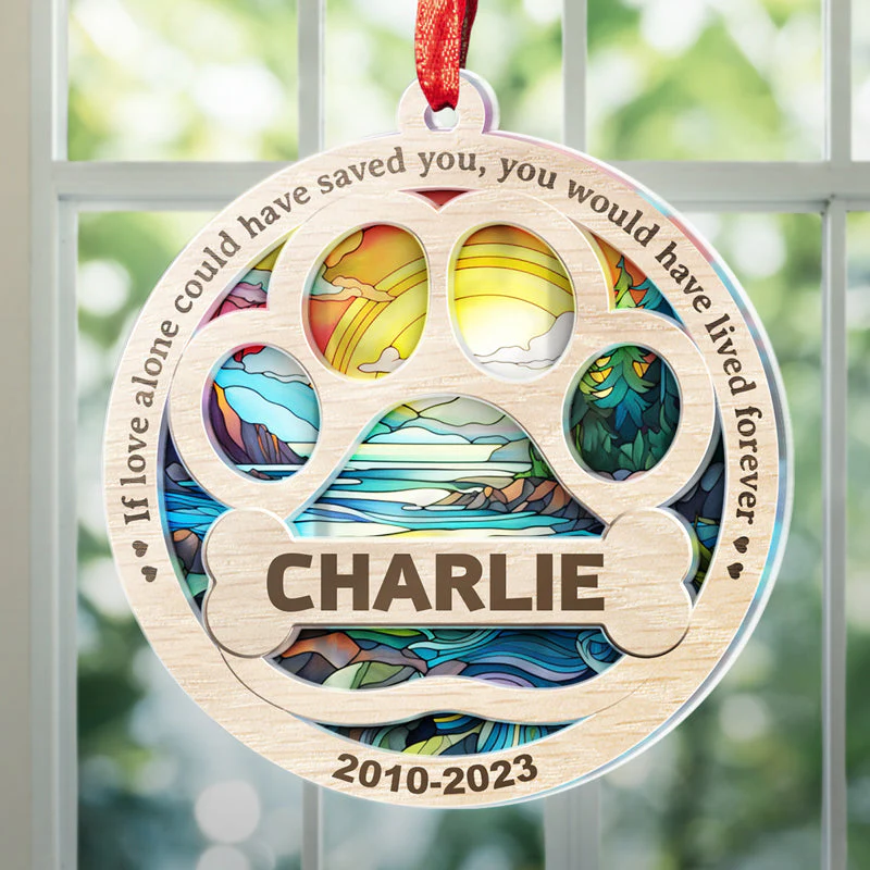No Longer By My Side, Forever In My Heart - Memorial Personalized Custom Suncatcher Ornament - Acrylic Round Shaped - Sympathy Gift For Pet Owners, Pet Lovers - Image 5