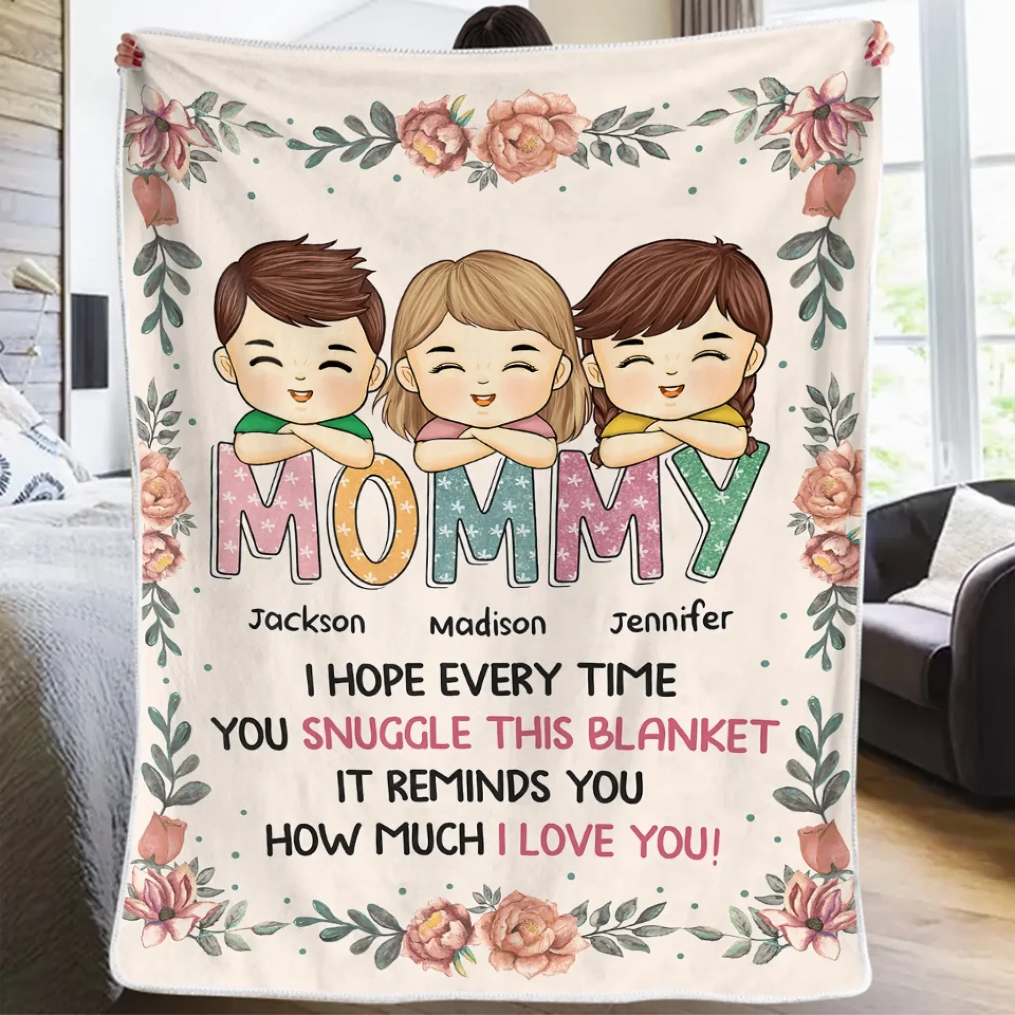 No Love Like A Mother’s Love - Family Personalized Custom Blanket - Gift For Mom, Grandma - Image 3