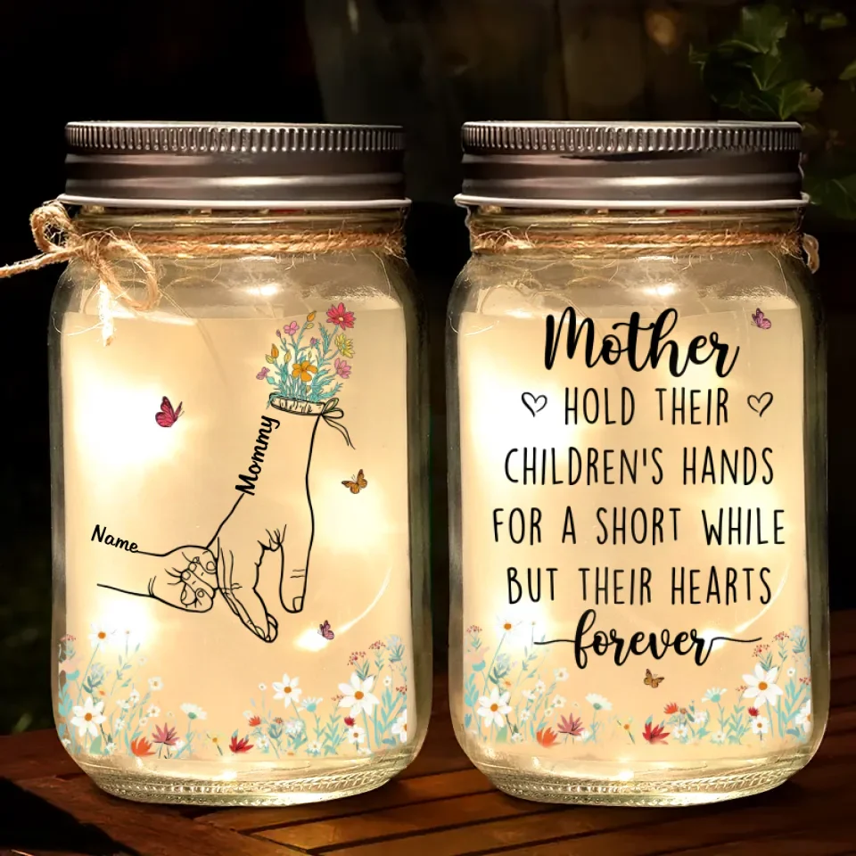 No Matter How Big We Get, We Will Always Reach For You - Family Personalized Custom Mason Jar Light - Gift For Mom, Grandma - Image 2