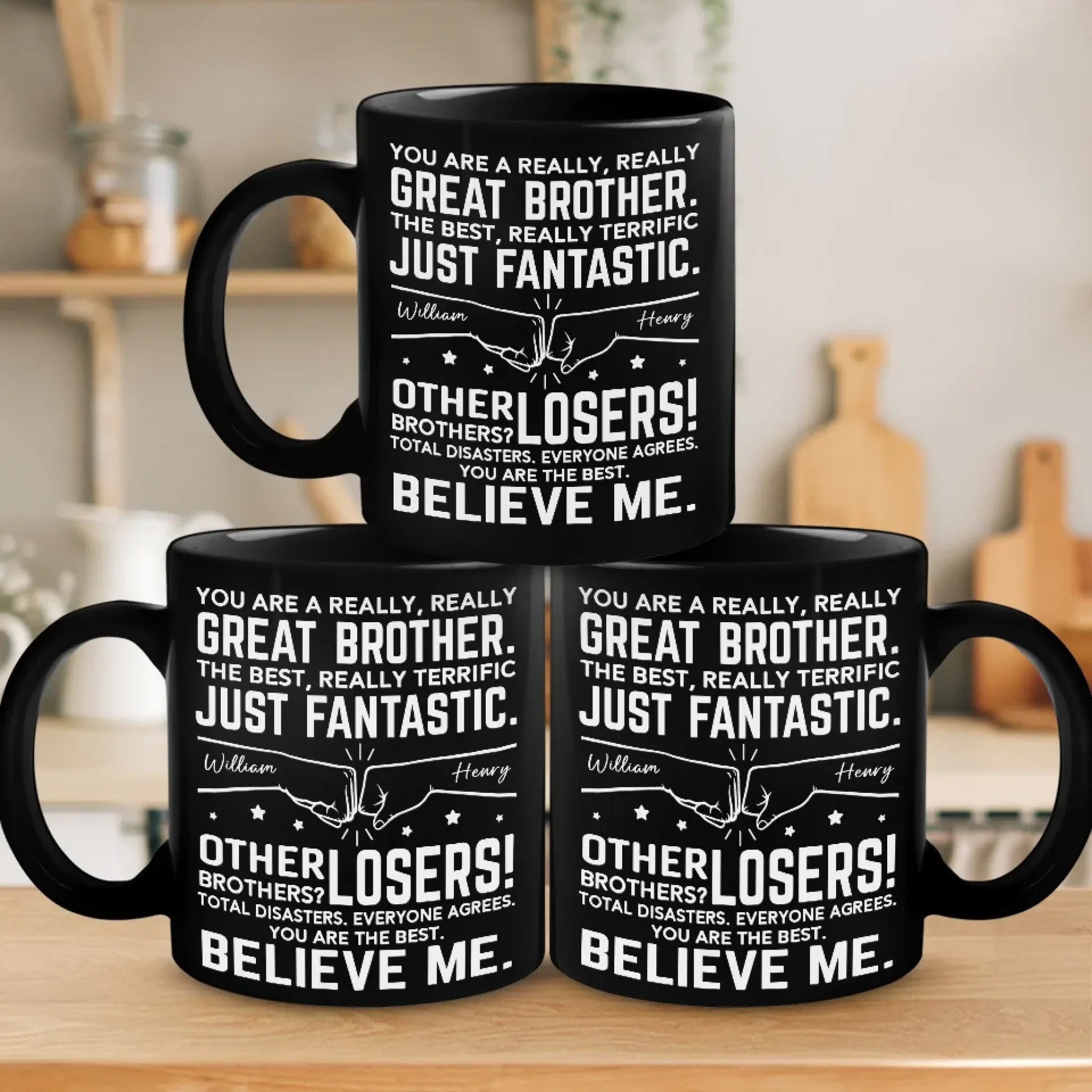 No Matter The Distance, Siblings Are Bound By Heart - Family Personalized Custom Black Mug - Gift For Family Members, Siblings, Brothers, Sisters - Image 4