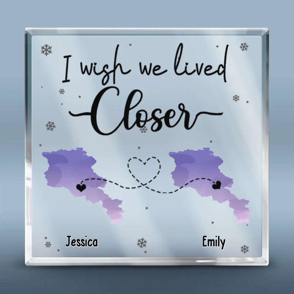 No Matter The Distance We Are Always Close At Heart - Bestie Personalized Custom Square Shaped Acrylic Plaque - Gift For Best Friends, BFF, Sisters - Image 2