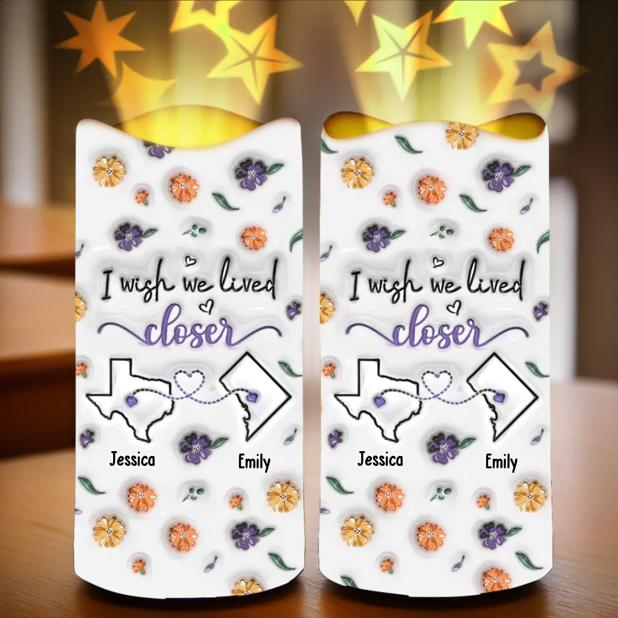 No Matter The Distance, You’re Always Close - Bestie Personalized Custom 3D Inflated Effect Printed LED Projection Flameless Candle - Gift For Best Friends, BFF, Sisters - Image 2