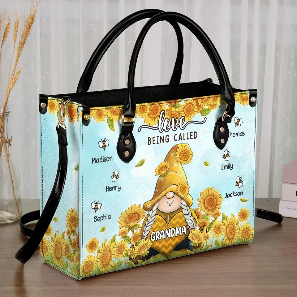 No One Loves You Like Your Grandma Does - Family Personalized Custom Leather Handbag - Gift For Mom, Grandma - Image 3