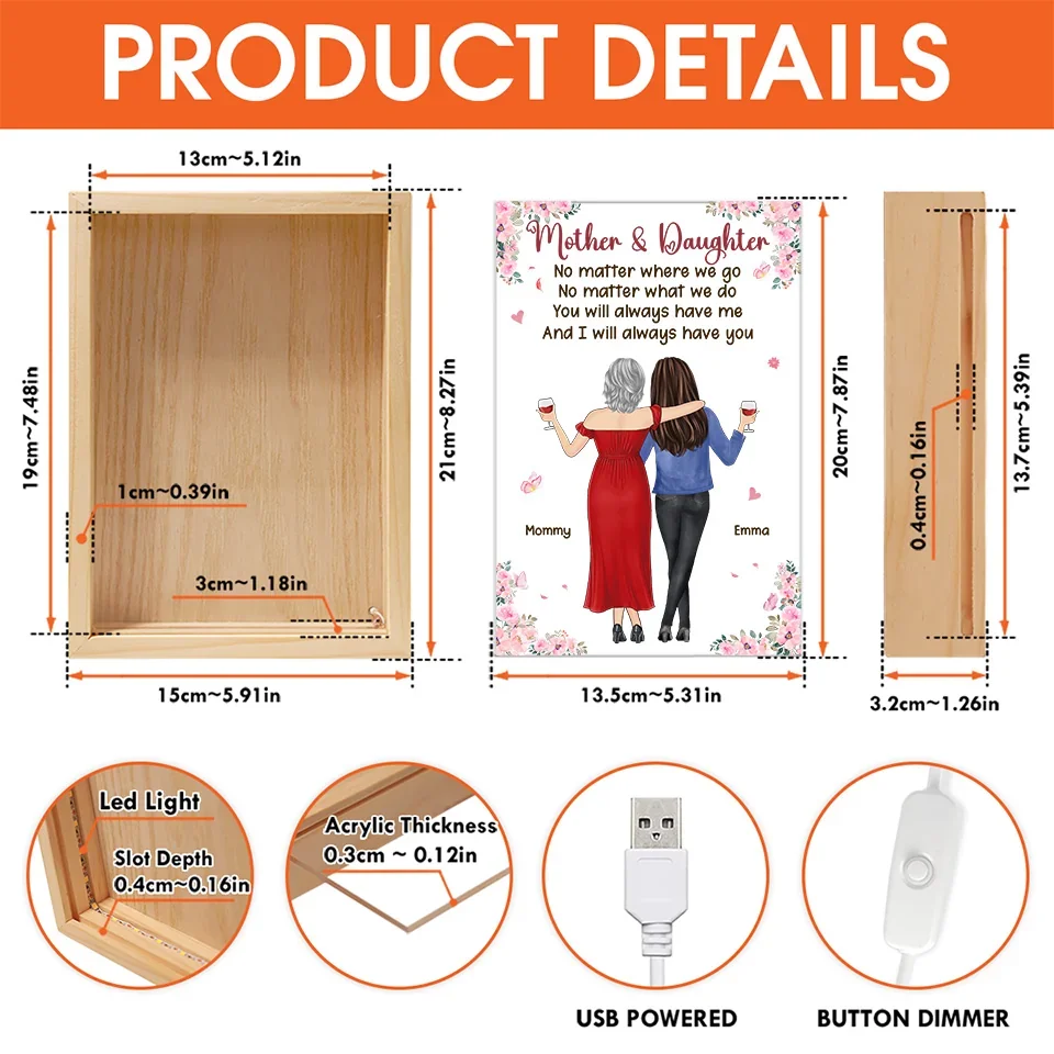 No One Will Ever Love You Like Your Mom Does - Family Personalized Custom Frame Light Box - Gift For Mom, Daughter - Image 6