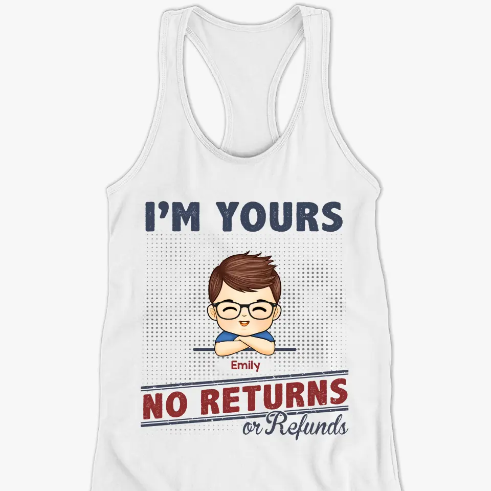 No Returns Or Refunds - Family Personalized Custom Racer Back Tank Top - Gift For Mom, Grandma - Image 2