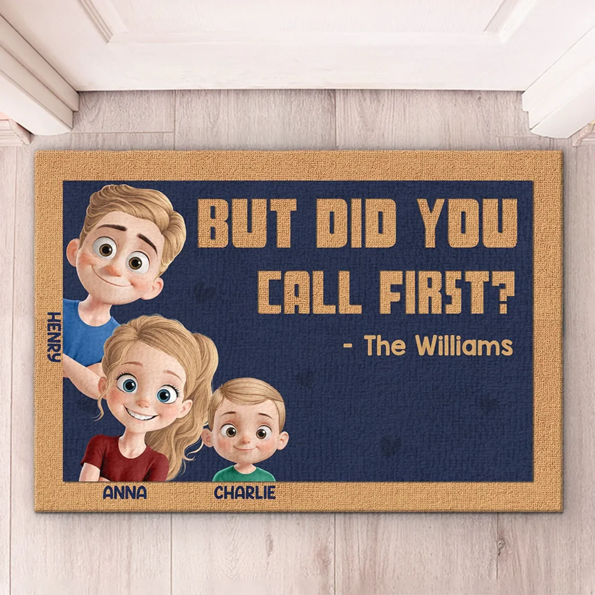 No Shoes Inside - Family Personalized Custom Home Decor Decorative Mat - House Warming Gift For Family Members