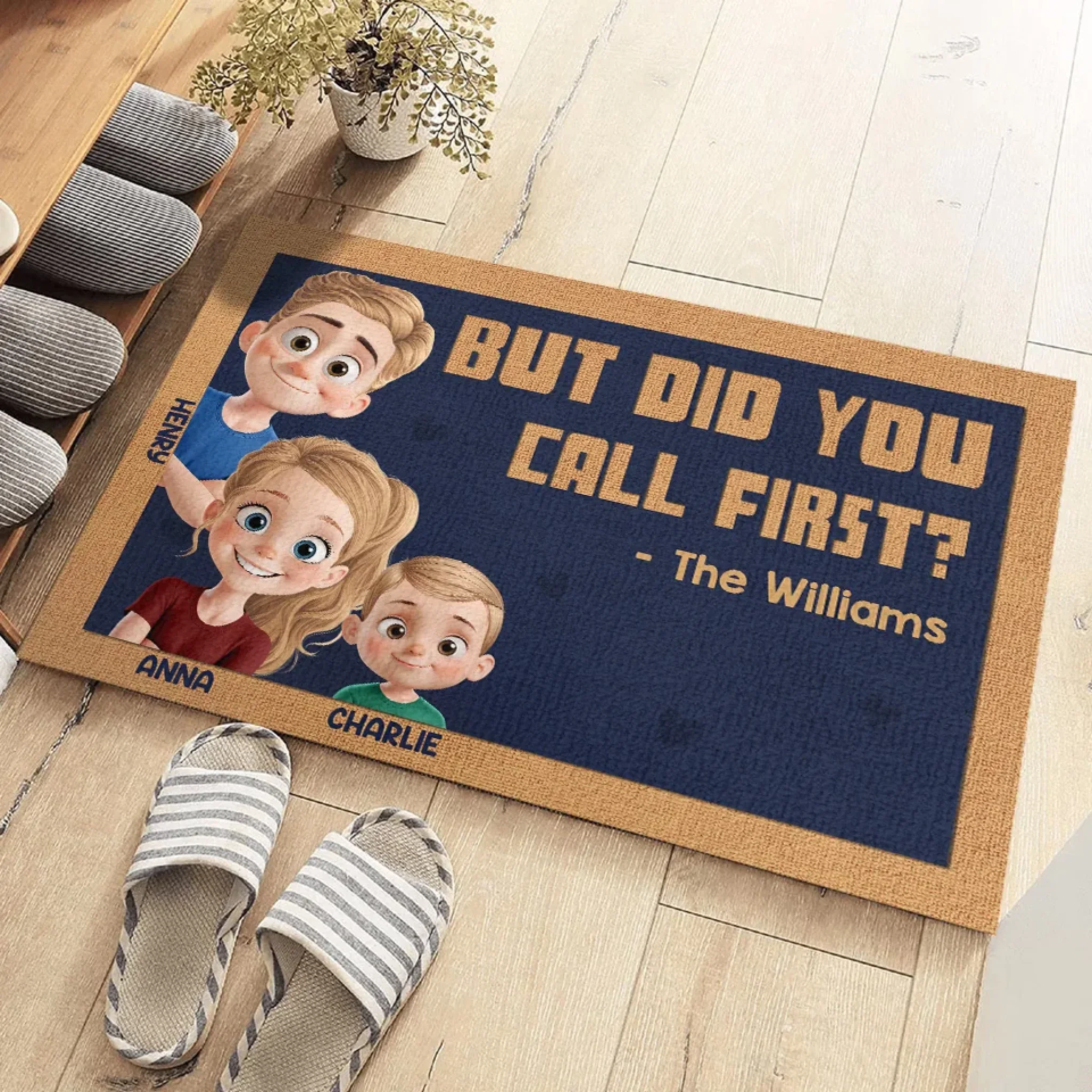 No Shoes Inside - Family Personalized Custom Home Decor Decorative Mat - House Warming Gift For Family Members - Image 3
