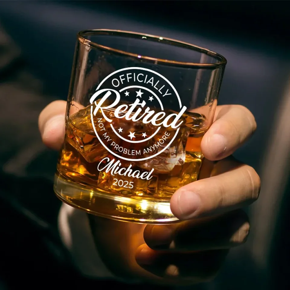 Not My Problem Anymore - Coworker Personalized Custom Whiskey Glass - Appreciation, Retirement Gift For Coworkers, Work Friends, Colleagues - Image 3