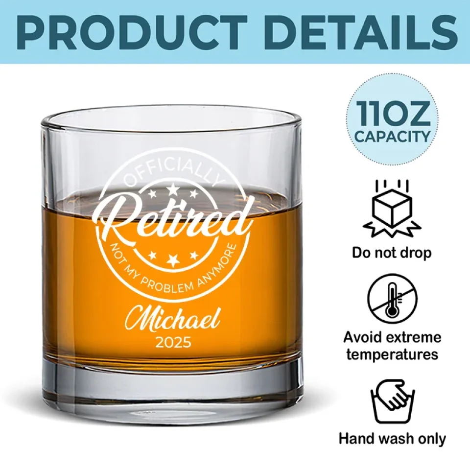 Not My Problem Anymore - Coworker Personalized Custom Whiskey Glass - Appreciation, Retirement Gift For Coworkers, Work Friends, Colleagues - Image 5