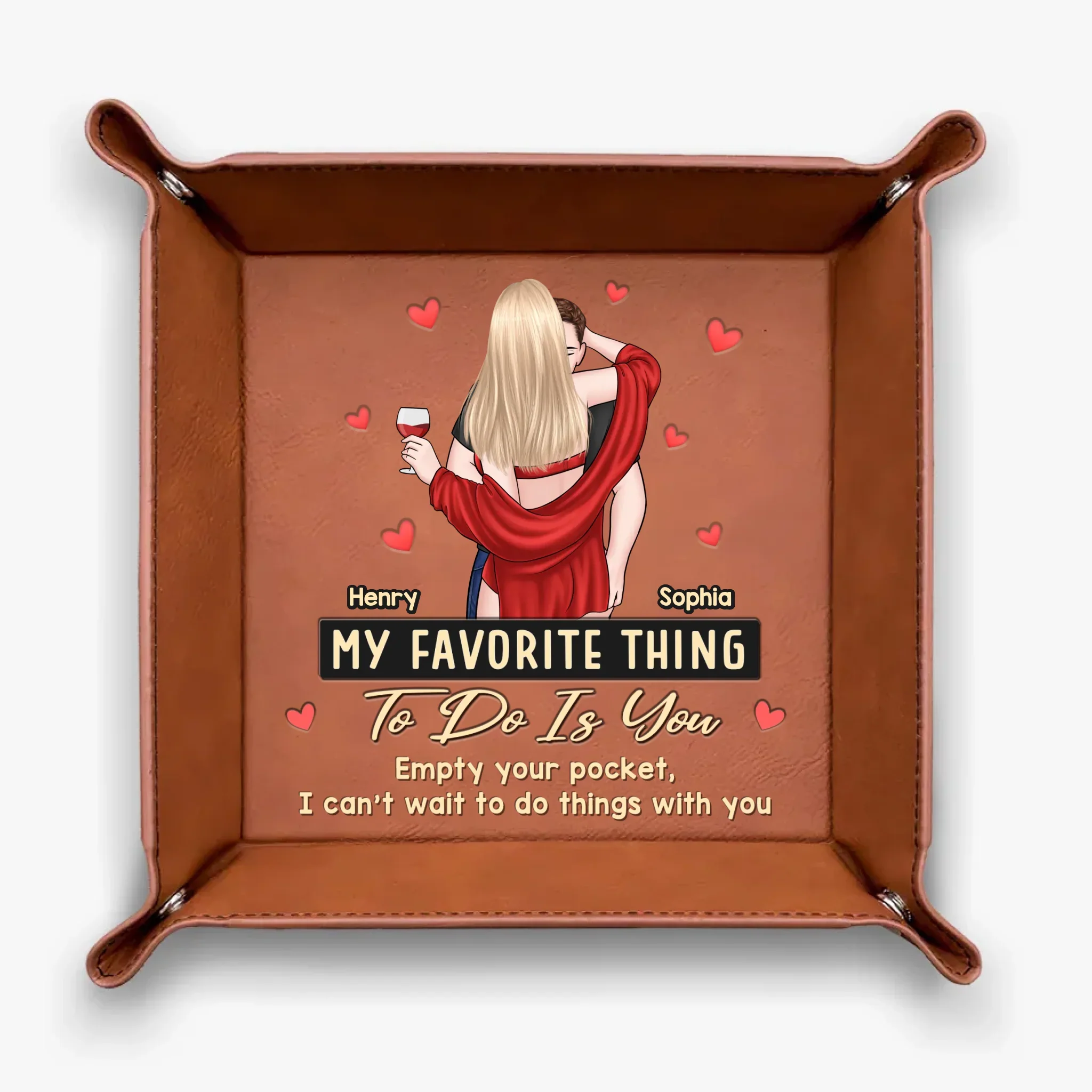 Nothing Better Than Time With You - Couple Personalized Custom Leather Valet Tray - Gift For Husband Wife, Anniversary - Image 2