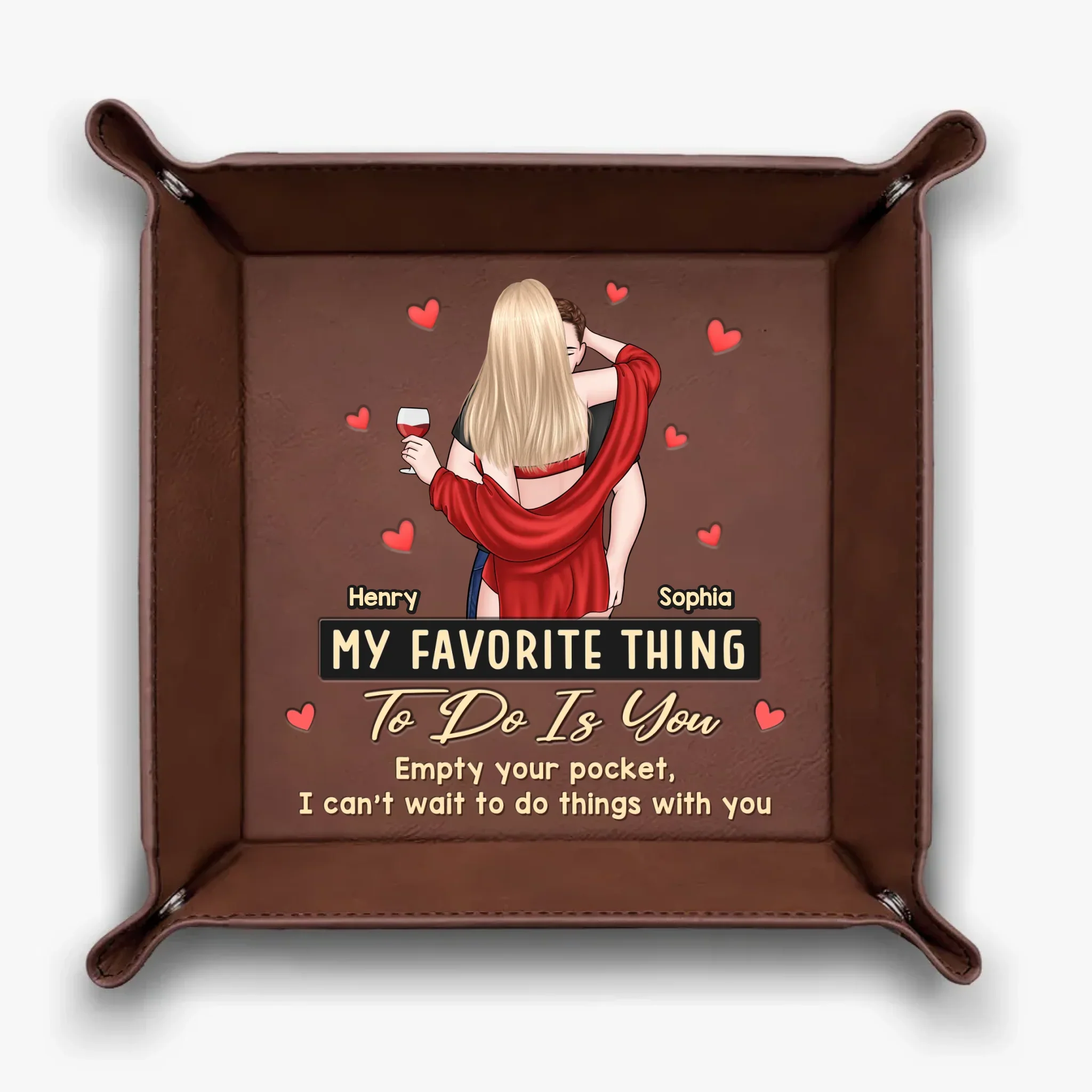 Nothing Better Than Time With You - Couple Personalized Custom Leather Valet Tray - Gift For Husband Wife, Anniversary - Image 3