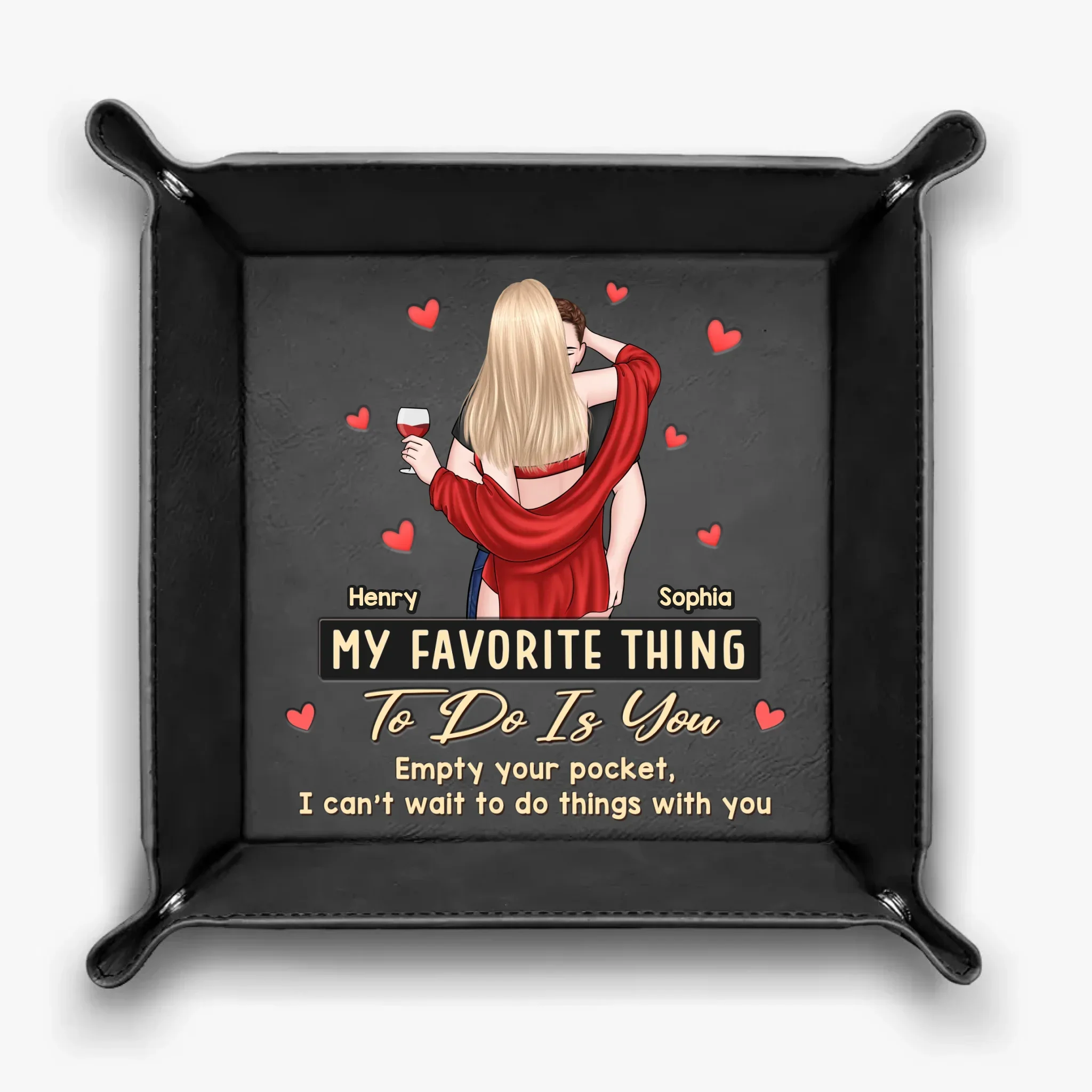 Nothing Better Than Time With You - Couple Personalized Custom Leather Valet Tray - Gift For Husband Wife, Anniversary - Image 4