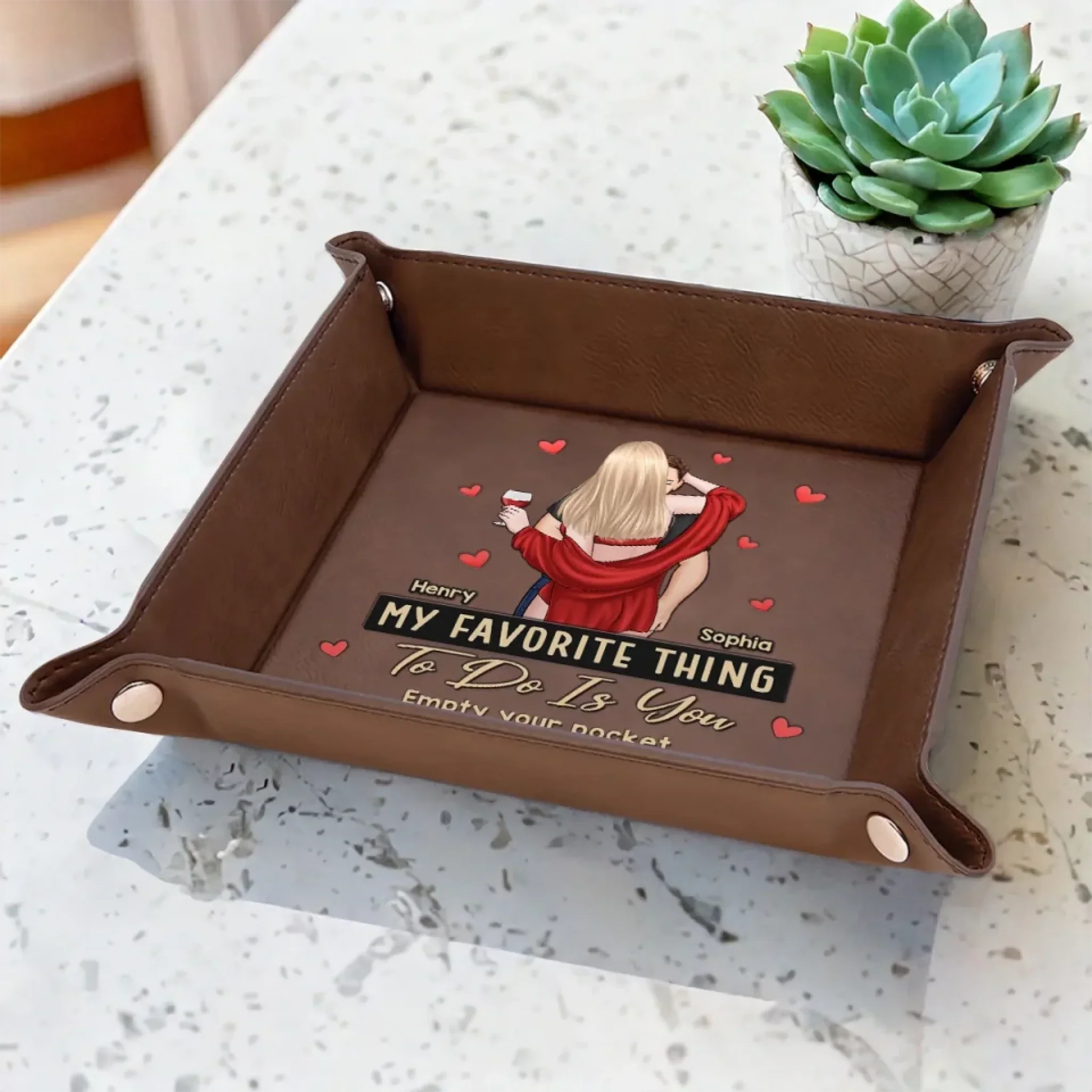 Nothing Better Than Time With You - Couple Personalized Custom Leather Valet Tray - Gift For Husband Wife, Anniversary - Image 5