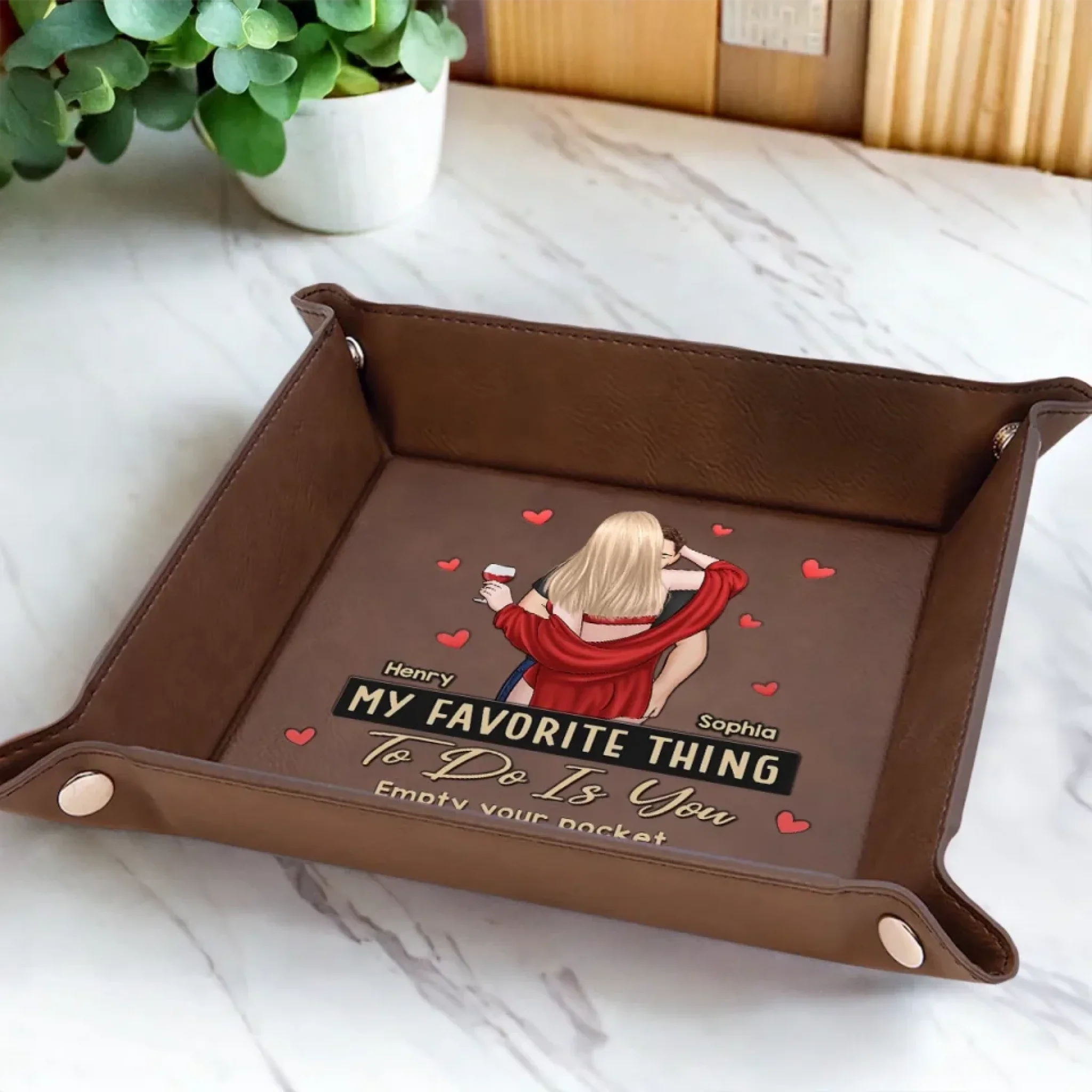 Nothing Better Than Time With You - Couple Personalized Custom Leather Valet Tray - Gift For Husband Wife, Anniversary - Image 6