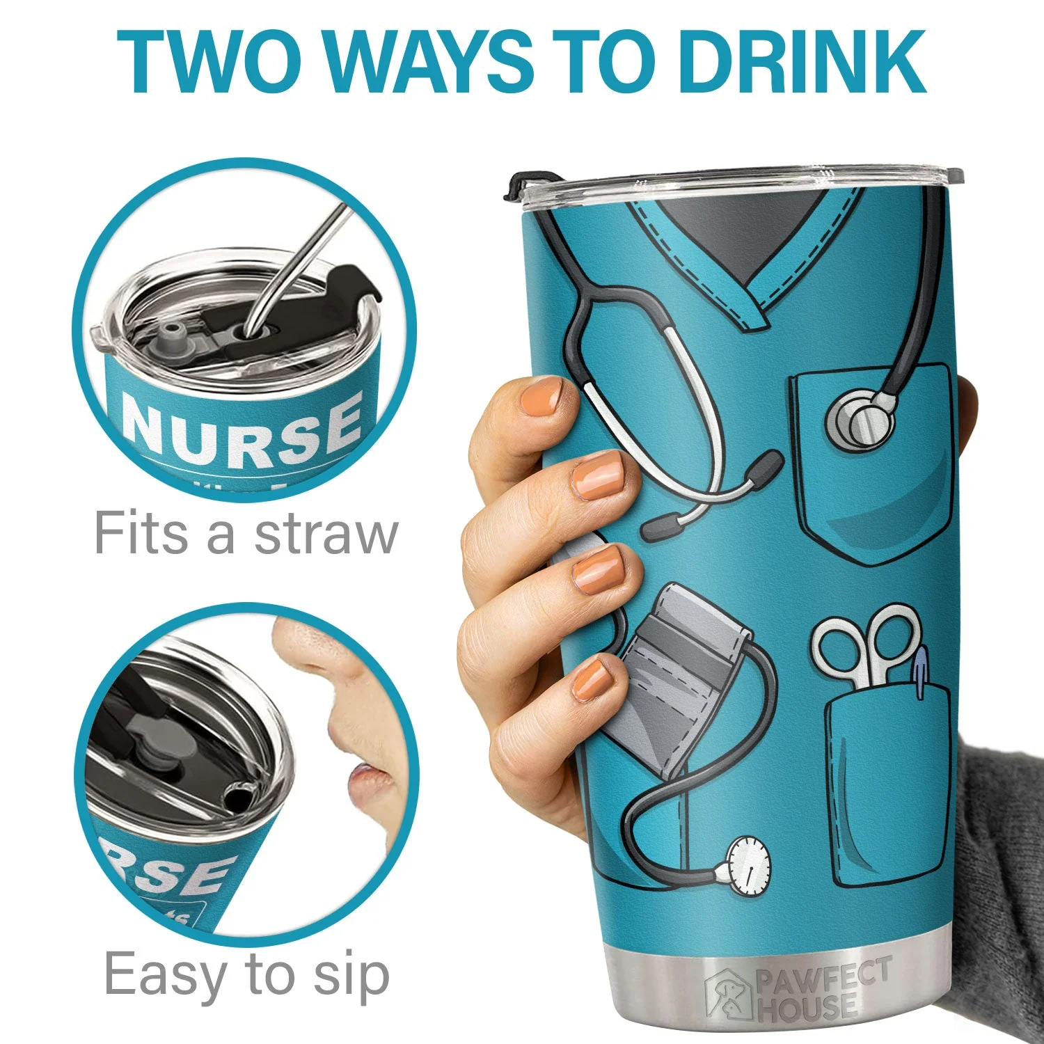 Nurse Nutrition Facts - Tumbler - Appreciation, Graduation, Retirement, Thank You Gift For Nurse, Nurse Week Gift, Nurse Life - Image 3