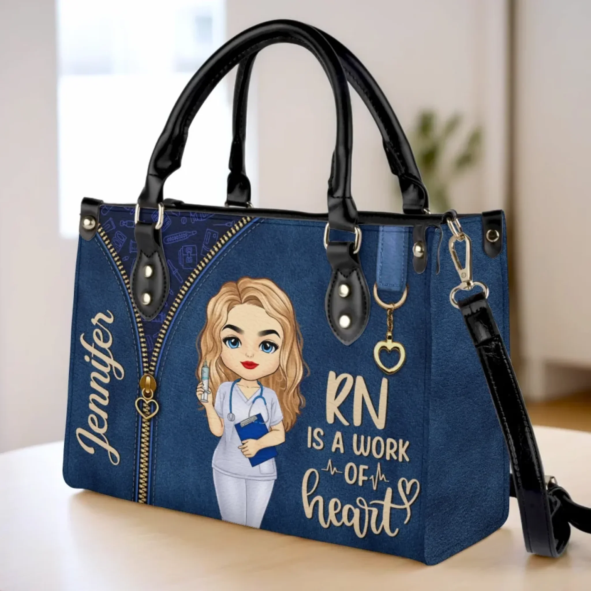 Nurses Are The Heartbeat Of Healthcare - Nurse Personalized Custom Leather Handbag - Appreciation, Thank You Gift, Nurse Life, Doctor Life - Image 3
