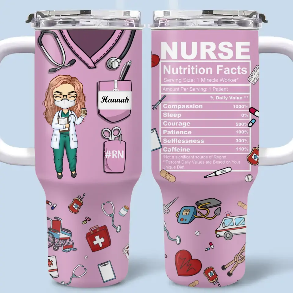 Nursing Is The Art Of Healing And Compassion - Nurse Personalized Custom 40 Oz Stainless Steel Tumbler With Handle - Appreciation, Thank You Gift, Nurse Life, Doctor Life - Image 2