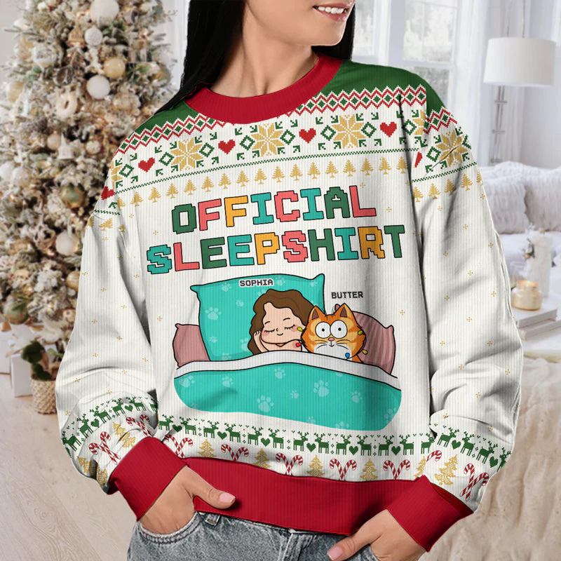 Official Sleepshirt - Cat Personalized Custom Ugly Sweatshirt - Unisex Wool Jumper - Christmas Gift For Pet Owners, Pet Lovers - Image 5