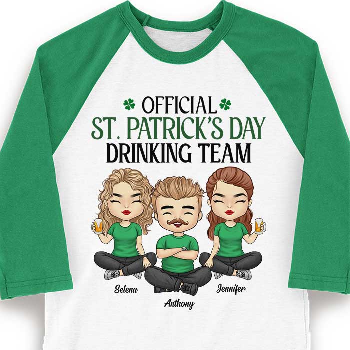 Official St. Patrick's Day Drinking Team - Personalized St. Patrick's Day Unisex Raglan Shirt - Image 3