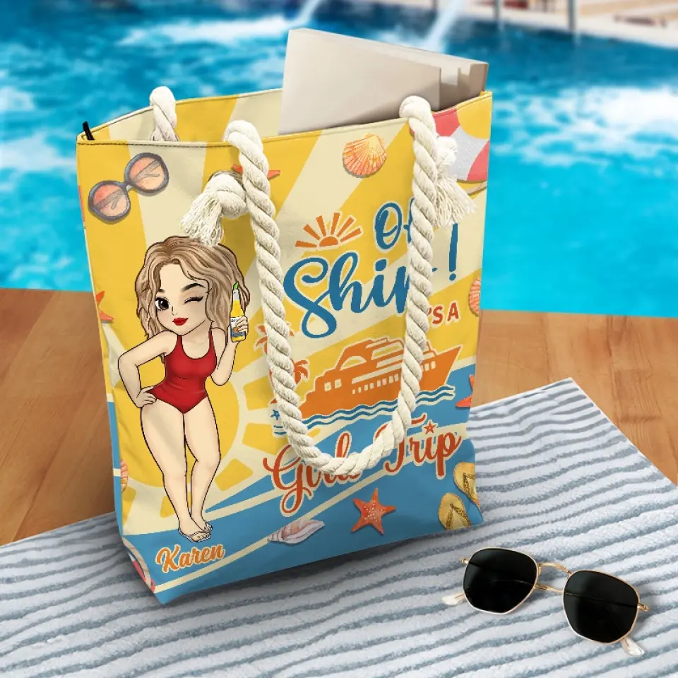 Oh Ship It's A Girls Trip - Bestie Personalized Custom Beach Bag - Summer Vacation Gift For Best Friends, BFF, Sisters - Image 3