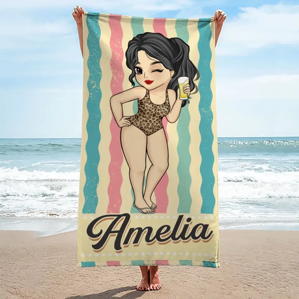 On Enjoying Every Part Of Summer - Bestie Personalized Custom Beach Towel - Summer Vacation Gift, Birthday Pool Party Gift For Best Friends, BFF, Sisters - Image 4