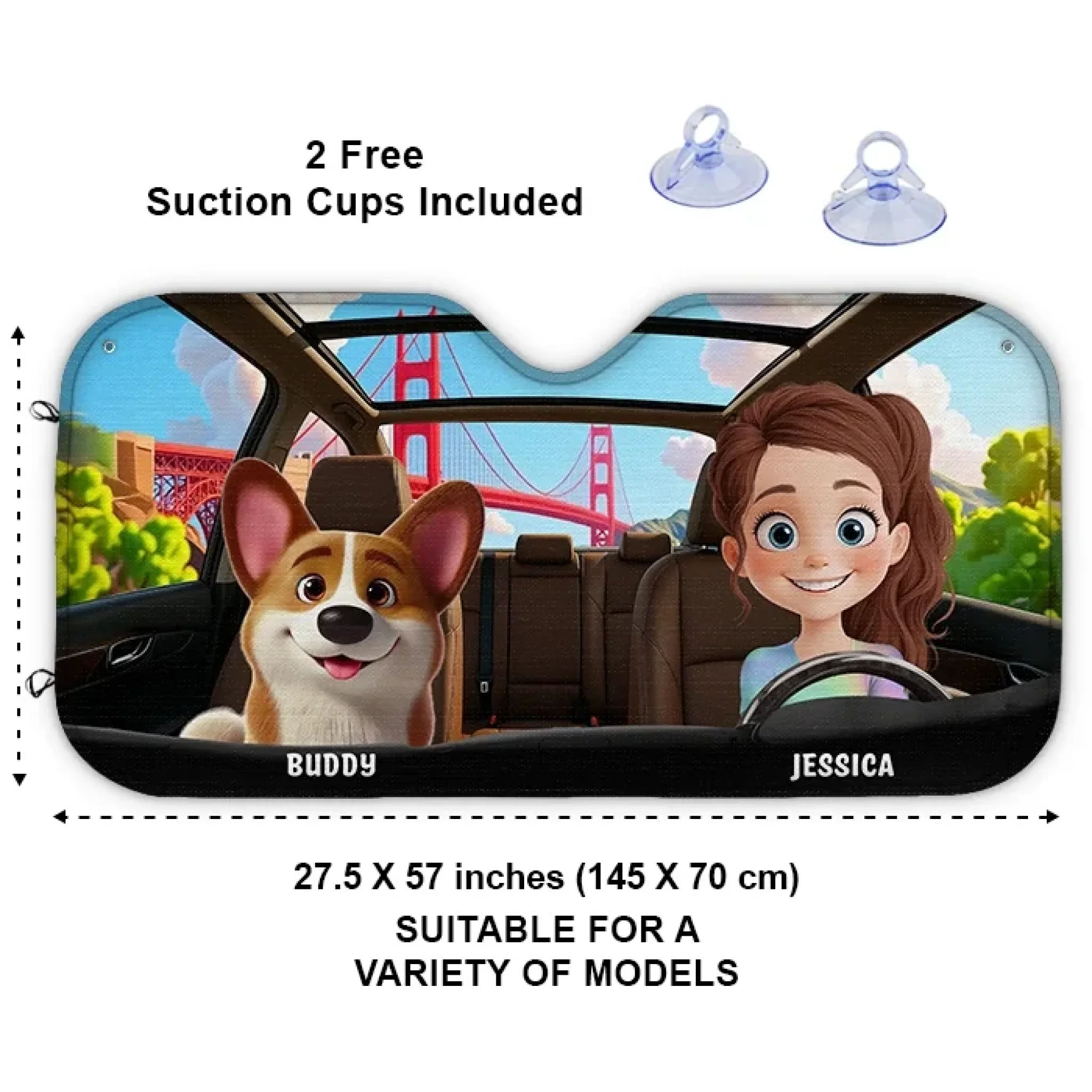 On The Road To Paw-Sibilities - Dog & Cat Personalized Custom Auto Windshield Sunshade, Car Window Protector - Mother's Day, Gift For Pet Owners, Pet Lovers - Image 3