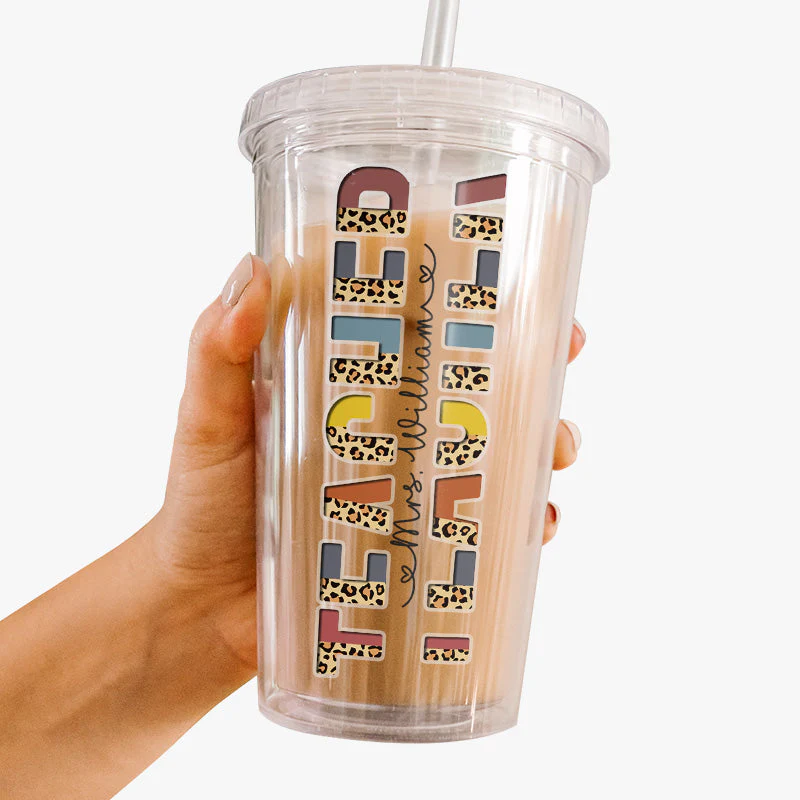 One Child One Teacher One Book - Teacher Personalized Custom Clear Acrylic Tumbler - Gift For Teacher, Back To School - Image 2