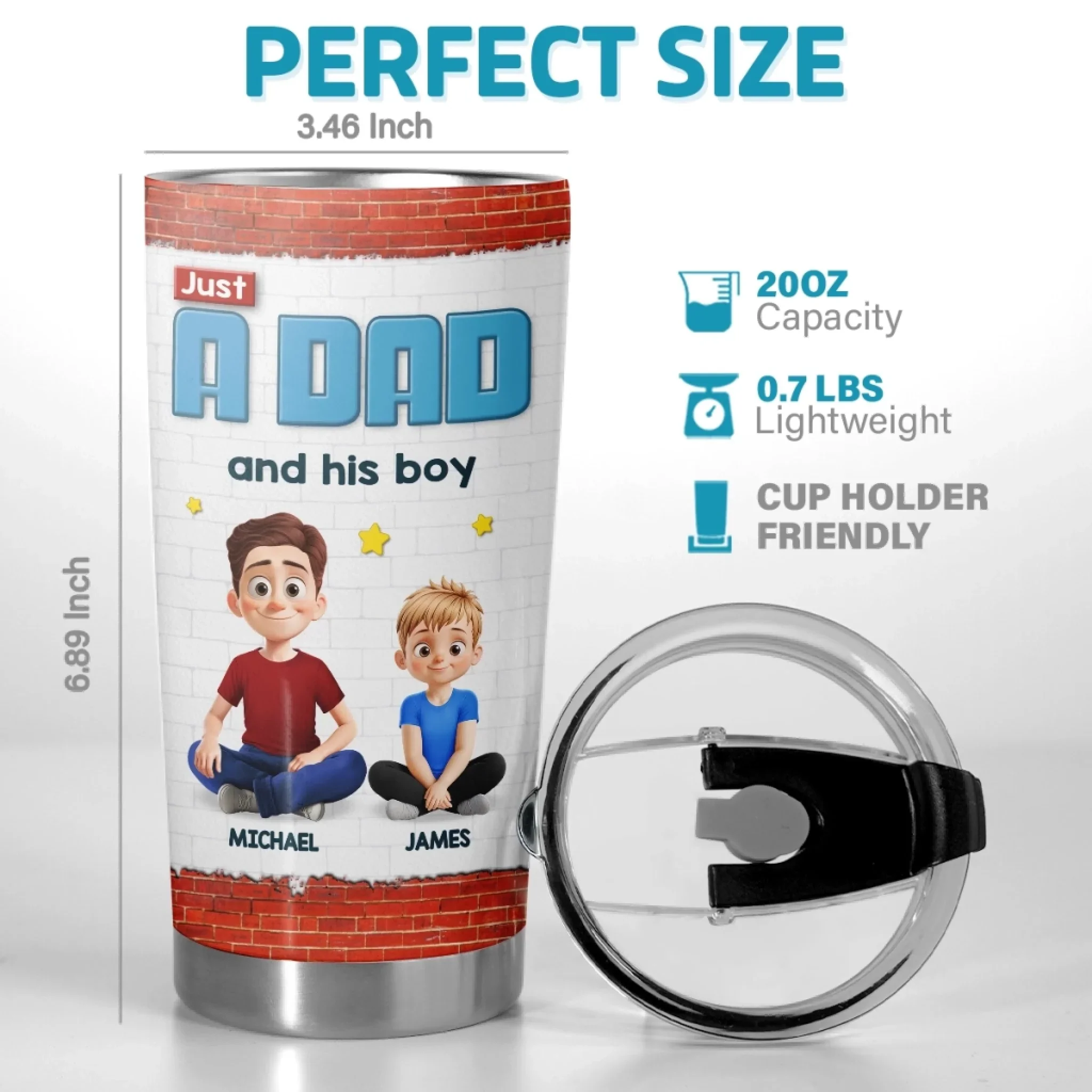 One Dad, One Kid And Infinite Chaos - Family Personalized Custom Tumbler - Father's Day, Gift For Dad - Image 3