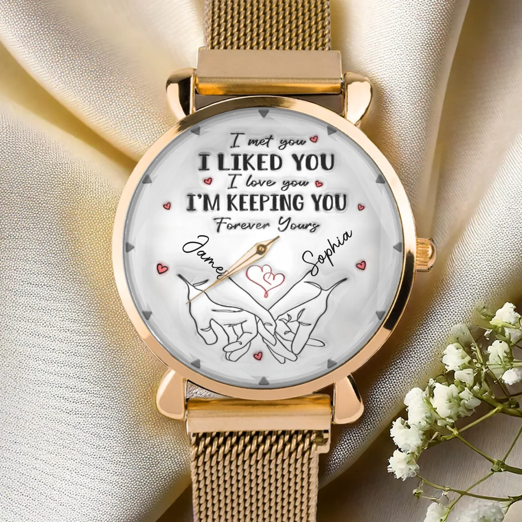 One Love, One Timepiece - Couple Personalized Custom Unisex Watch - Gift For Gift For Husband Wife, Anniversary - Image 3