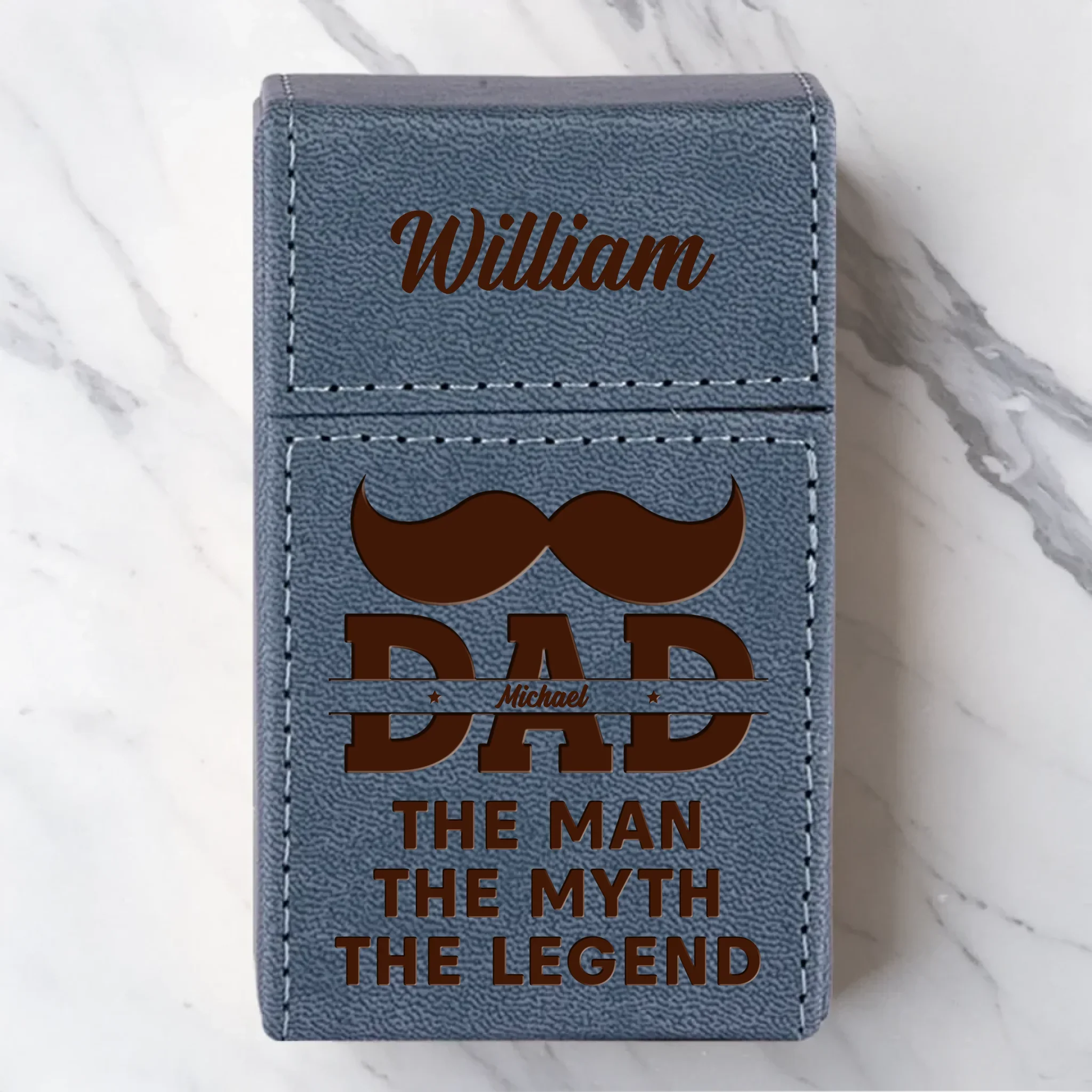 One Man Many Titles - Family Personalized Custom Leather Cigarette Case - Father's Day, Gift For Dad, Grandpa - Image 6