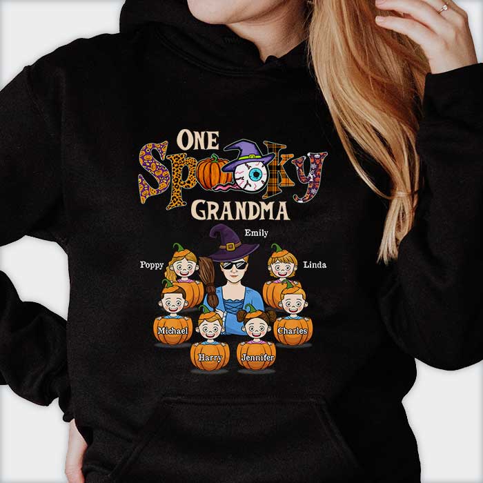 One Spooky Grandma - Personalized Unisex T-Shirt, Hoodie, Sweatshirt - Gift For Grandma, Grandparents, Halloween Gift - Image 2