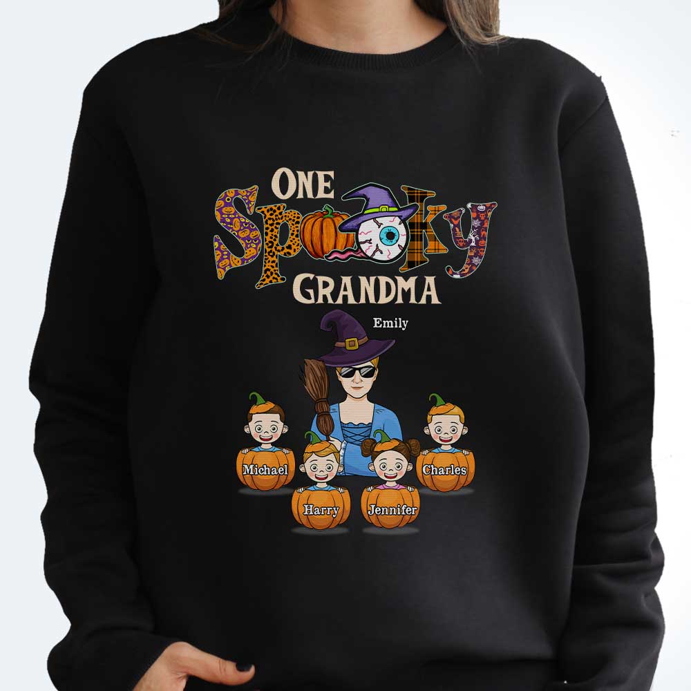 One Spooky Grandma - Personalized Unisex T-Shirt, Hoodie, Sweatshirt - Gift For Grandma, Grandparents, Halloween Gift - Image 3