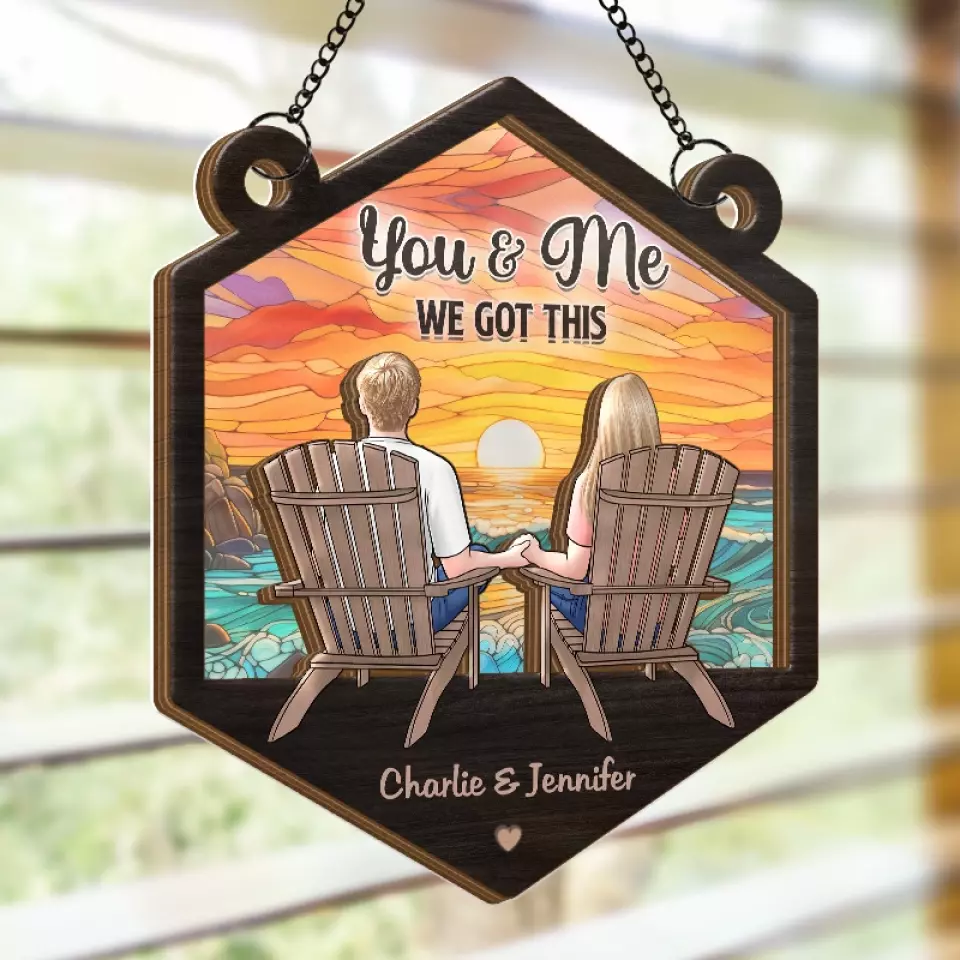 One Thing I’ve Tried But Can’t Hide, Is My Love For You - Couple Personalized Window Hanging Suncatcher - Gift For Husband Wife, Anniversary - Image 4