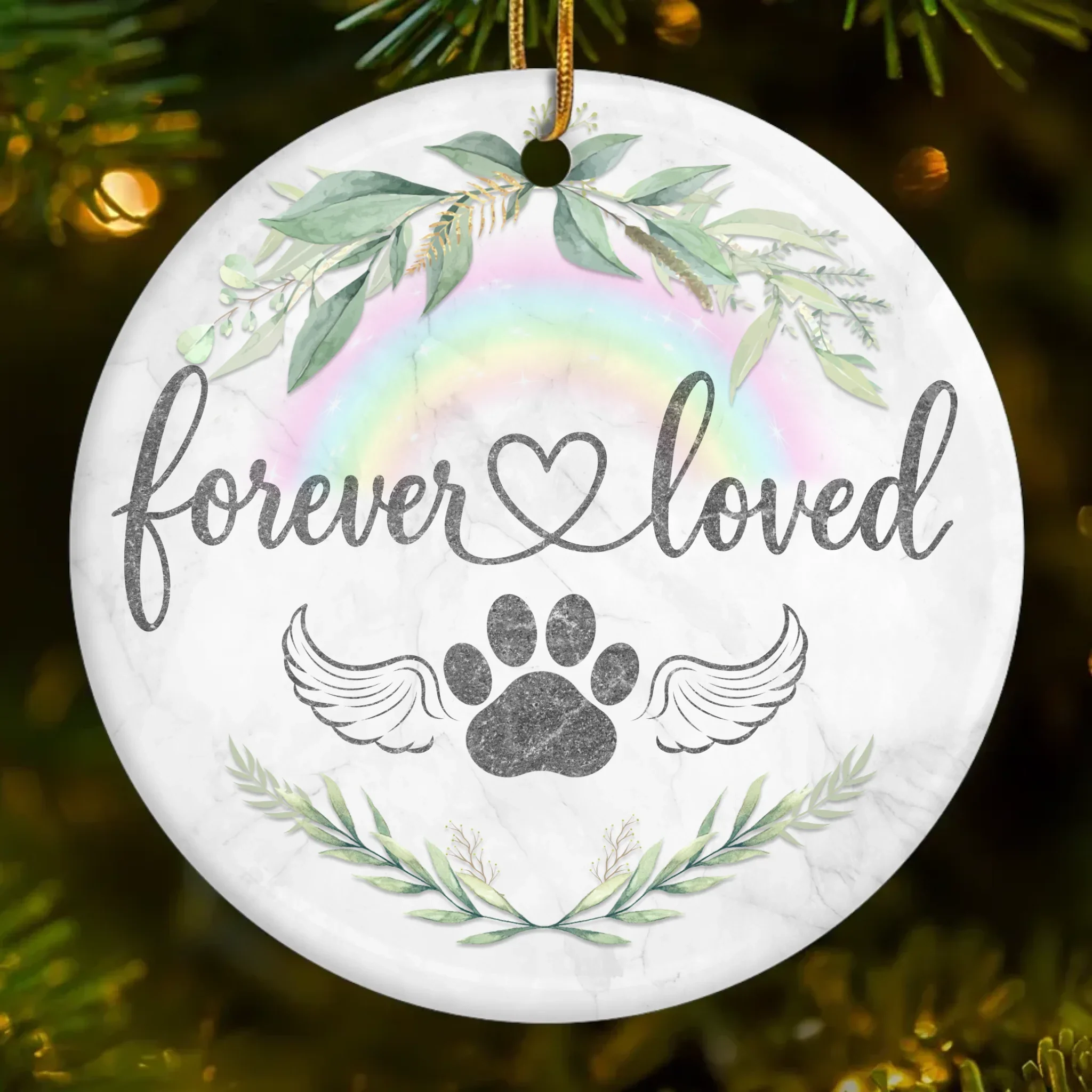 Ornament - Ceramic Round Shaped - Christmas Memorial Sympathy Gifts For Dogs, Cats - Love Knows No Goodbye - Image 2