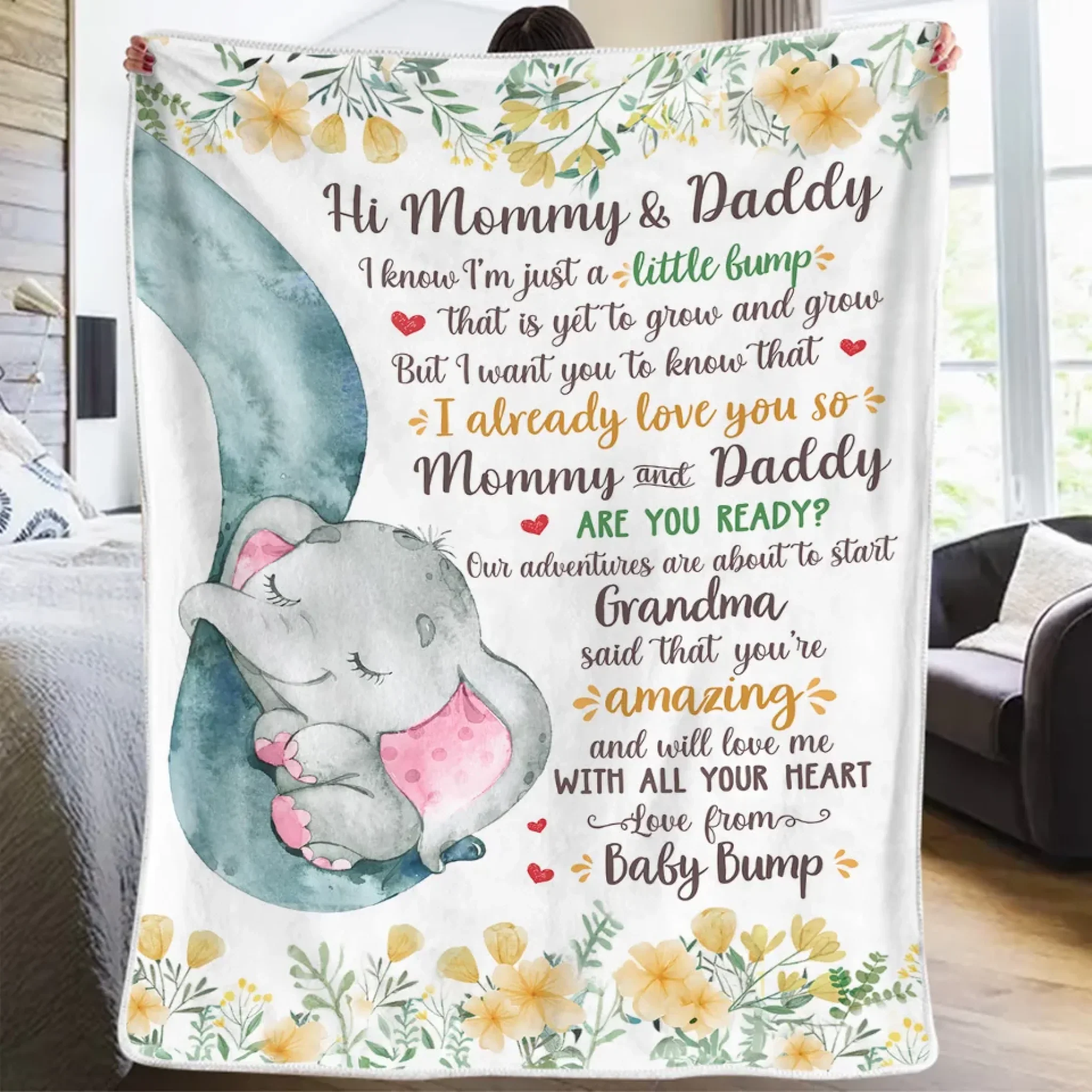 Our Adventures Are About To Start - Family Personalized Custom Blanket - Baby Shower Gift, Gift For First Mom - Image 3
