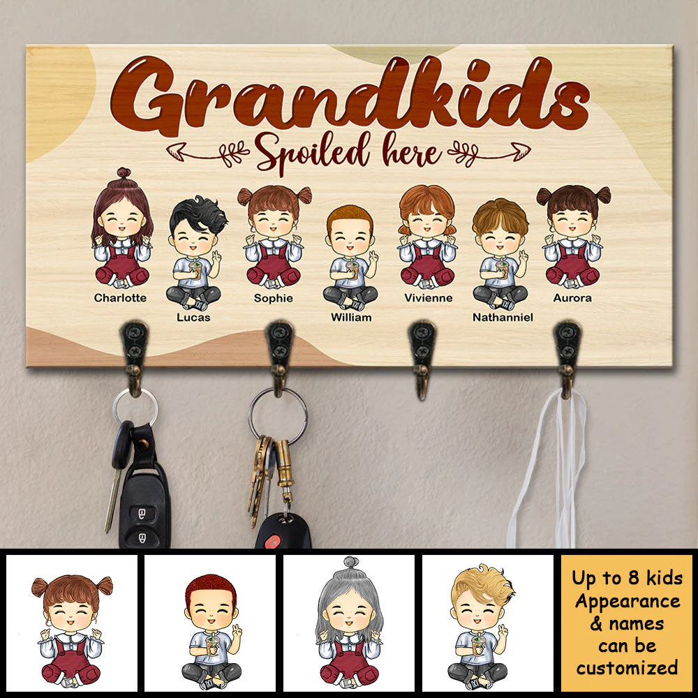 Our Dynamic Grandkids Spoiled Here - Personalized Key Hanger, Key Holder - Gift For Couples, Husband Wife - Image 3