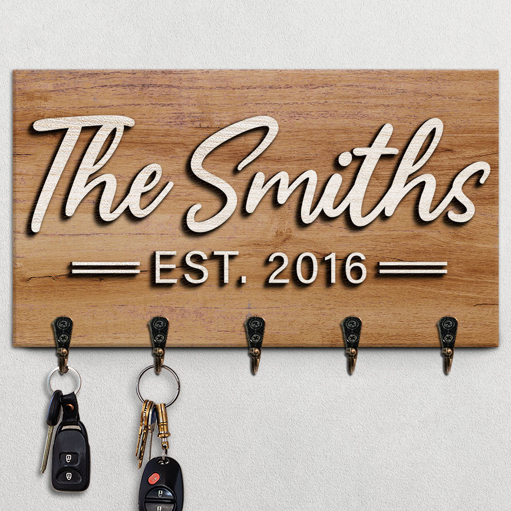 Our Family - Personalized Key Hanger, Key Holder, 2-Layer Wood Key Hanger - Gift For Couple, Husband Wife, Anniversary, Engagement, Wedding, Marriage Gift - Image 2