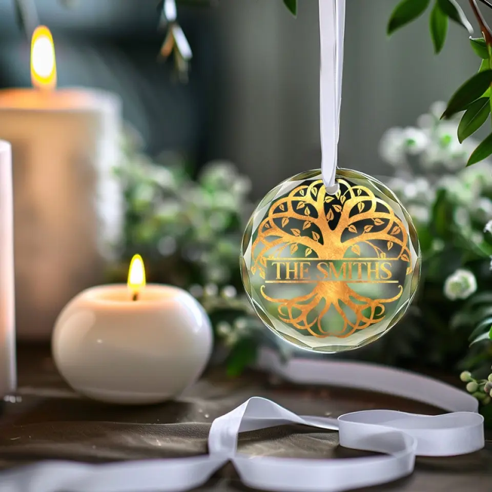 Our Family's Resilient, Enduring Tree - Family Personalized Custom Circle Glass Ornament - Christmas Gift For Family Members - Image 3