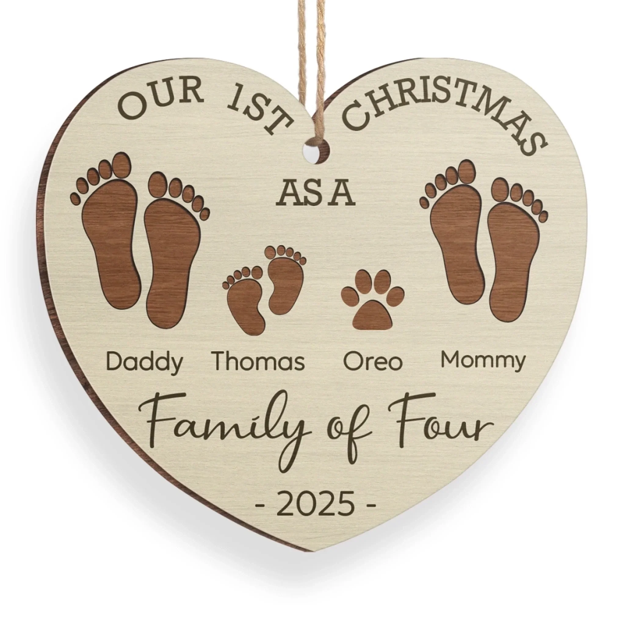 Our First Christmas As A Family - Family Personalized Custom Ornament - Wood Custom Shaped - Christmas Gift For Family Members - Image 3