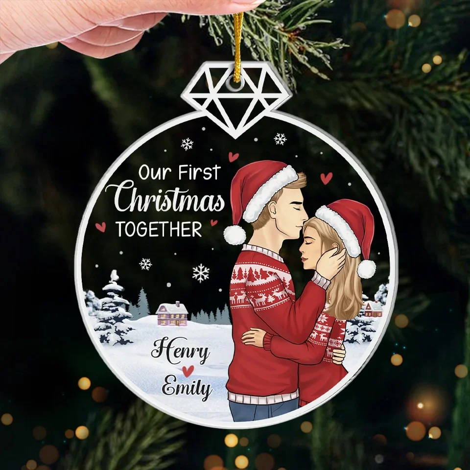 Our First Christmas, The Start Of Forever - Couple Personalized Custom Ornament - Acrylic Custom Shaped - Christmas Gift For Husband Wife, Anniversary, First Christmas - Image 4